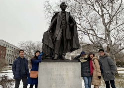 My friends and I in front of the New Hampshire State House