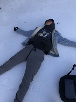 Snow Angel (Attempt) Nick Lying in the Snow