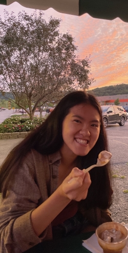 My friend Emily enjoying some delicious ice cream!