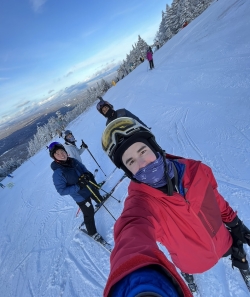 Friends skiing