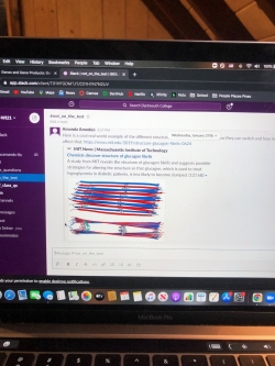 A picture of my computer with the "not on the test" slack channel pulled up.