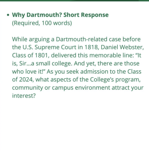Why Dartmouth? Why Dartmouth?