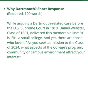 why dartmouth essays examples