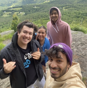 Picture of Gabriel, Syed, Mariah, and Azariah after a hike off-campus.