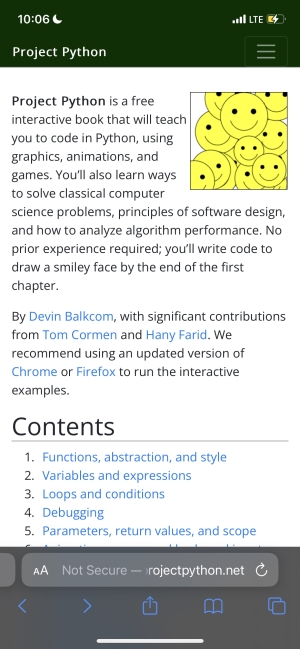 Screenshot of Python Textbook