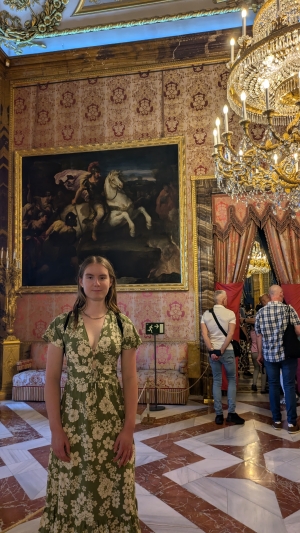 A photo of Lily in the royal palace in Madrid