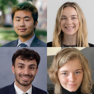A photo of headshots of four young alumni participating in a panel