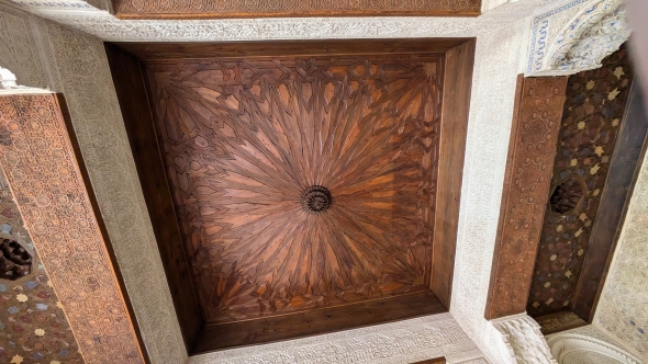 A gorgeous wood ceiling in the Nasarid palaces in the Alhambra.