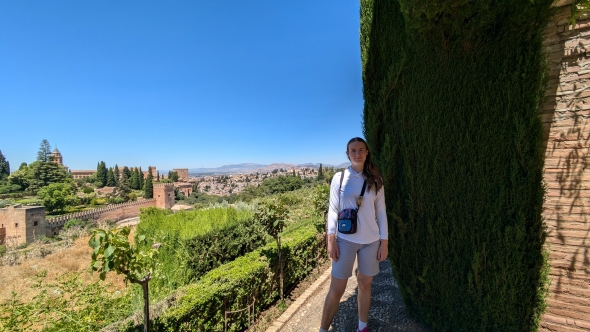 A picture of me in the Generalife palace gardens at the Alhambra