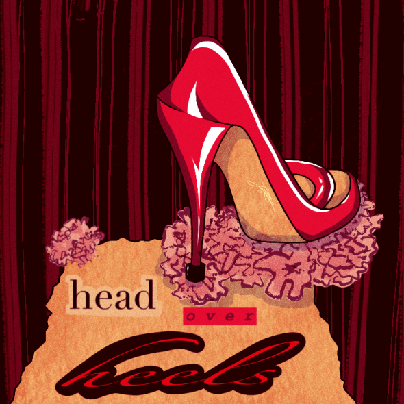 A radio show flyer with a high heel.
