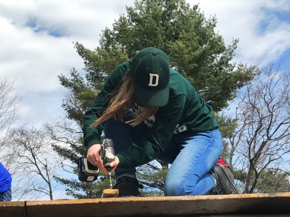 Isabel drilling on roof for COVER project Isabel drilling on roof for COVER project
