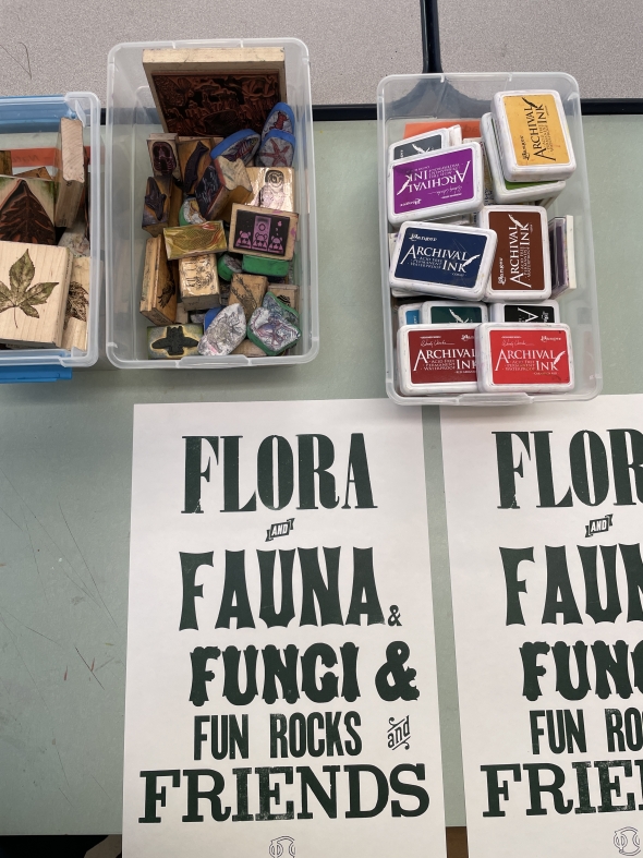 a picture of the Flora and Fauna poster beside the stamps