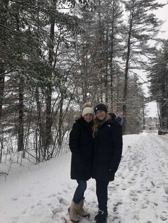 Enjoying the fresh snow the day of the snowball fight!