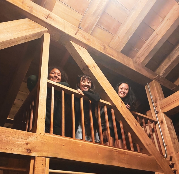 Three girls in bunkhouse