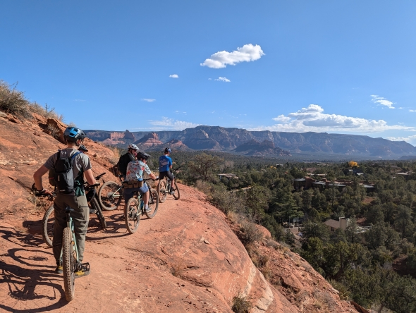 This photo was taken on a rather precarious trail for mountain biking in Sedona, AZ where the side of the trail is a cliff.