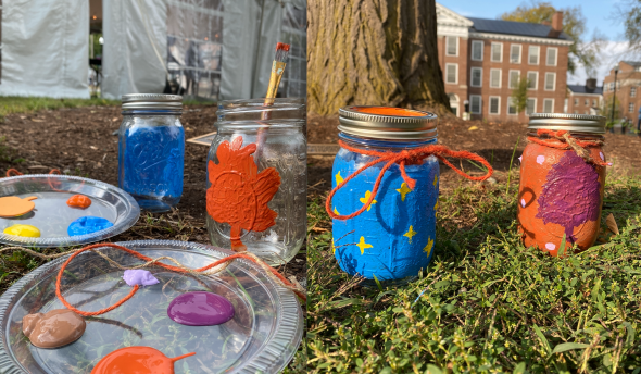 Before and After Picture of Our Beautiful, Fall-Themed Mason Jars