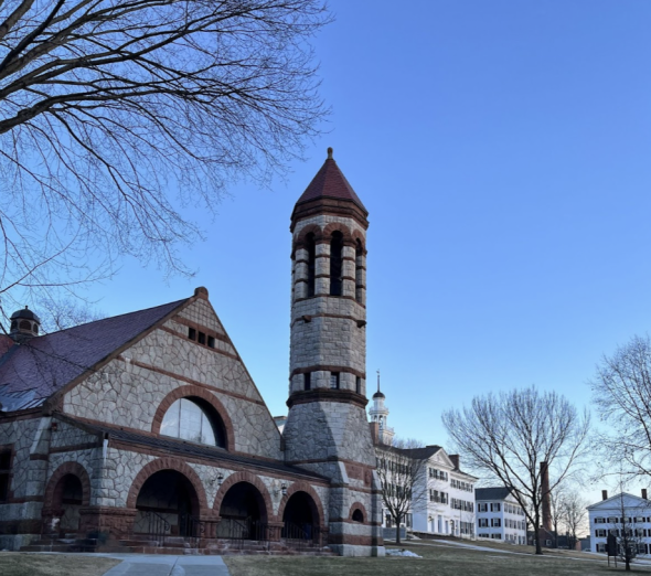 Rollins Chapel, with Dartmouth Hall, Thornton, and Reed visible in the background