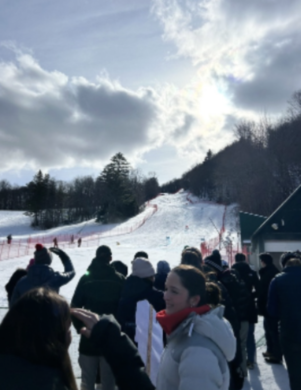 people watching a ski race