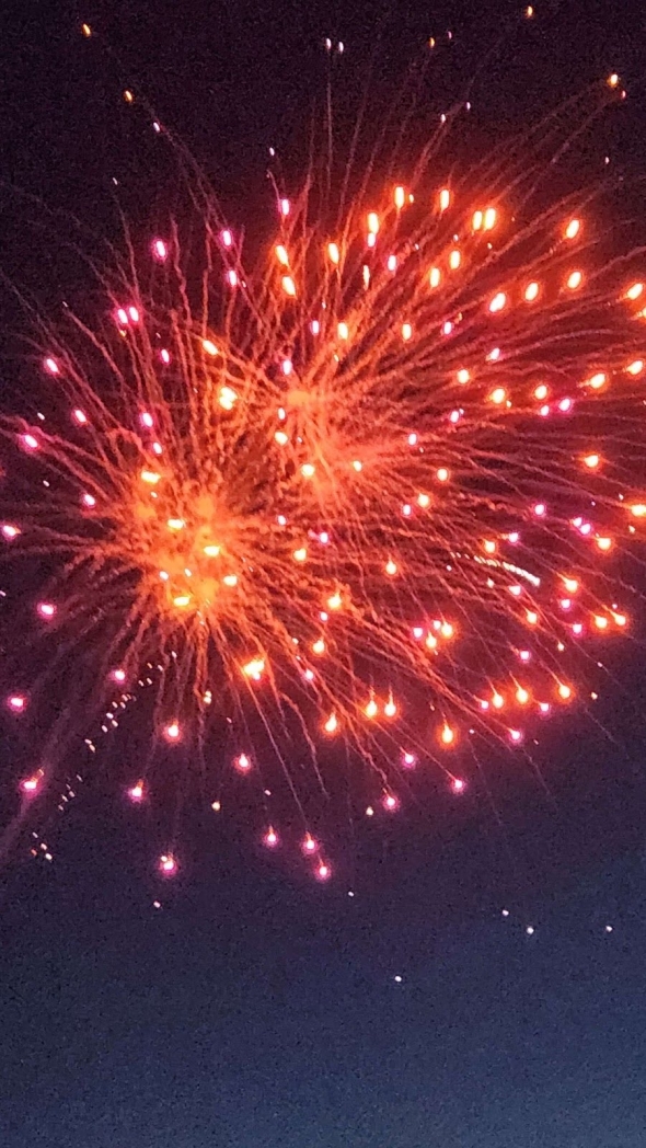 a photo of red fireworks