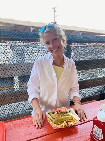 My friend enjoying her lobster roll!