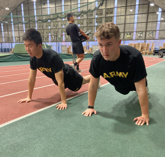 Cadets doing pushups in physical training