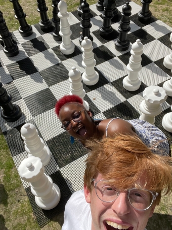 Selfie with the Giant Chess Board