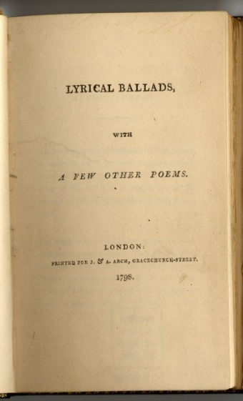 The front page of Lyrical Ballads