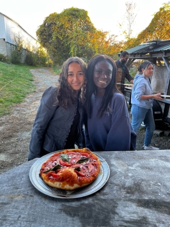 My friend Sophia'26 and I showing off our handmade pizza!