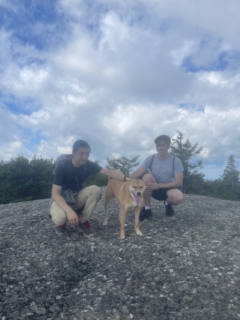 Nick and Alex with Wally the Dog