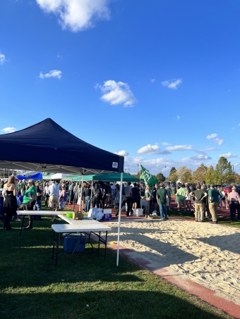 A photo of party tents at the Dartmouth tailgate