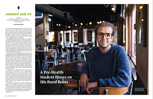 A photo of a spread from the April 2024 issue of 3D Magazine featuring Ramsey Ash '24