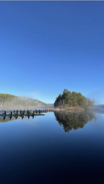 Rowing practice on the Connecticut River